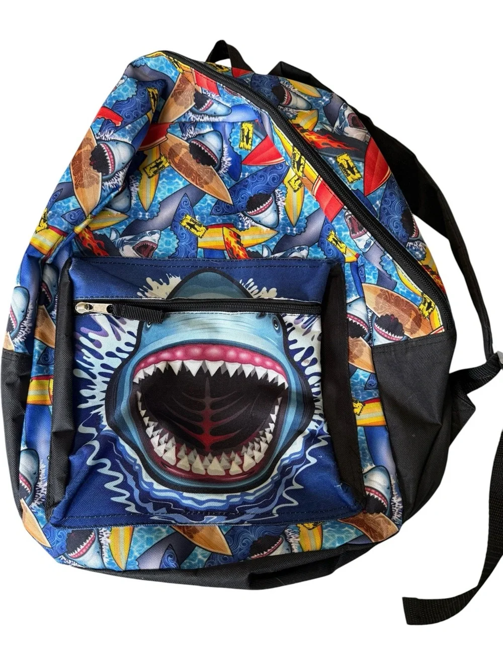 Kids Shark Surfboard Ocean Print School Backpack